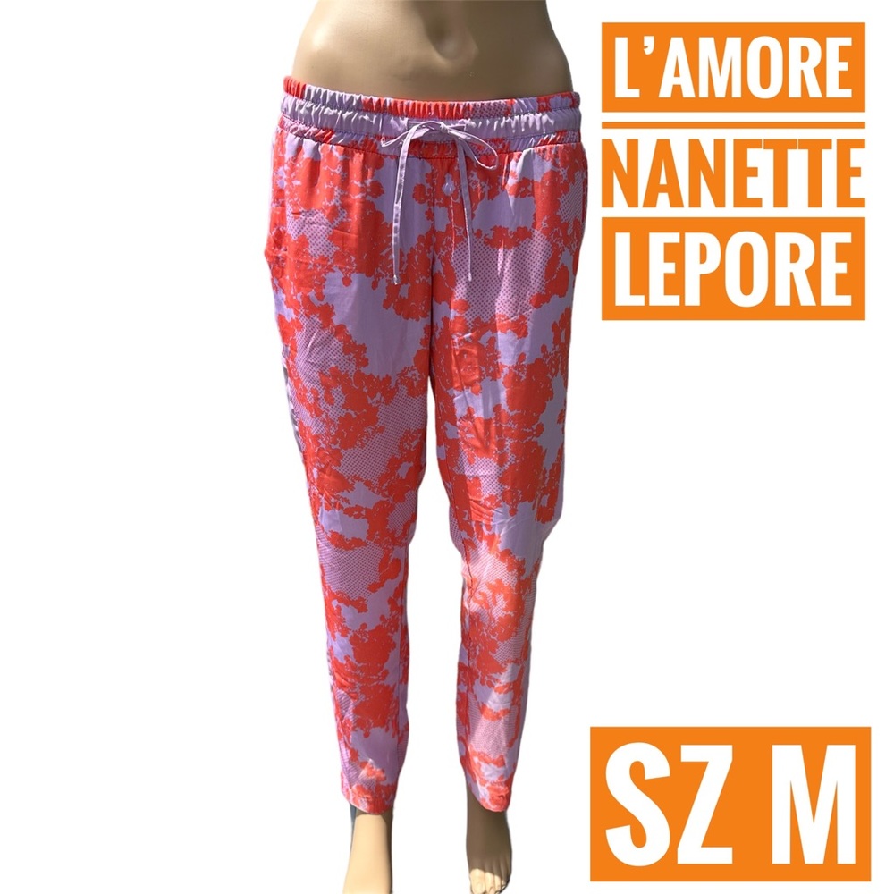 Nanette Lepore L'amour Purple & Orange Abstract Camo pants SZ M